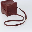 LOEWE Anagram Shoulder Bag Leather Red Gold Auth 160470-7