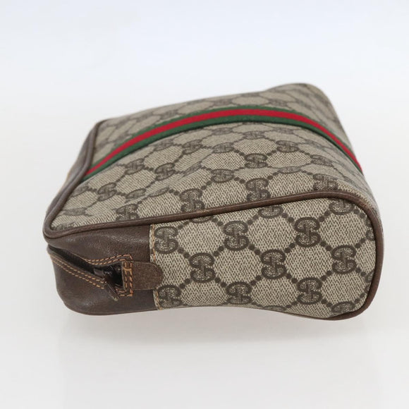 GUCCI GG Supreme Web Sherry Line Clutch Bag PVC Beige 27 004 998 Auth 160473