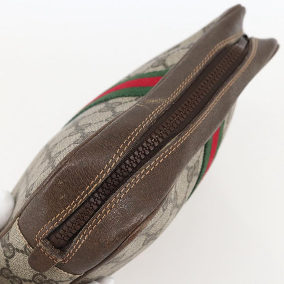 GUCCI GG Supreme Web Sherry Line Clutch Bag PVC Beige 27 004 998 Auth 160473