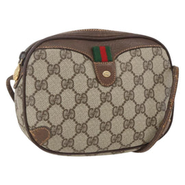 GUCCI GG Supreme Web Sherry Line Bag PVC Beige Gold 89 02 066 Auth 160474