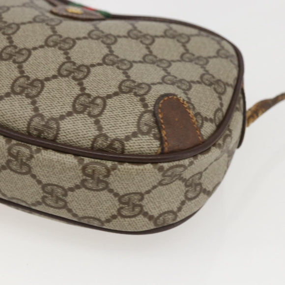 GUCCI GG Supreme Web Sherry Line Bag PVC Beige Gold 89 02 066 Auth 160474