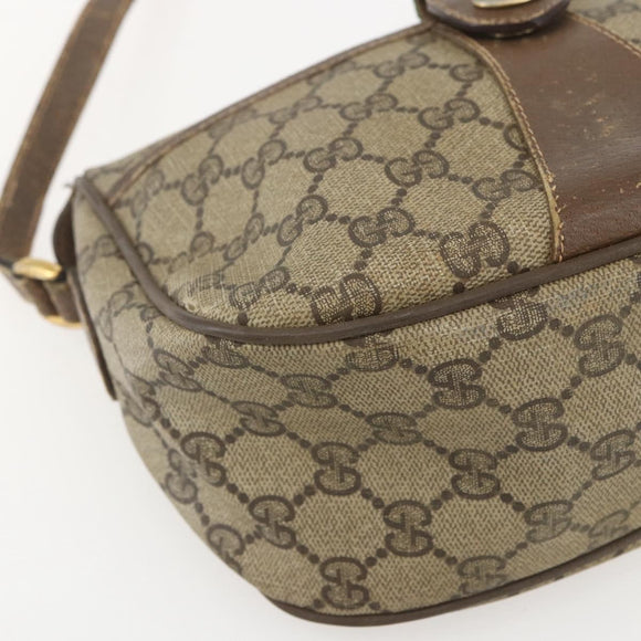 GUCCI GG Supreme Web Sherry Line Bag PVC Beige Gold 89 02 032 Auth 160476