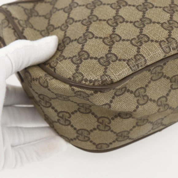 GUCCI GG Supreme Web Sherry Line Bag PVC Beige Gold 89 02 032 Auth 160476