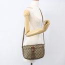 GUCCI GG Supreme Web Sherry Line Bag PVC Beige Gold 89 02 032 Auth 160476-22