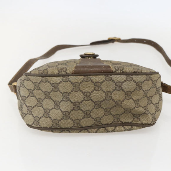 GUCCI GG Supreme Web Sherry Line Bag PVC Beige Gold 89 02 032 Auth 160476