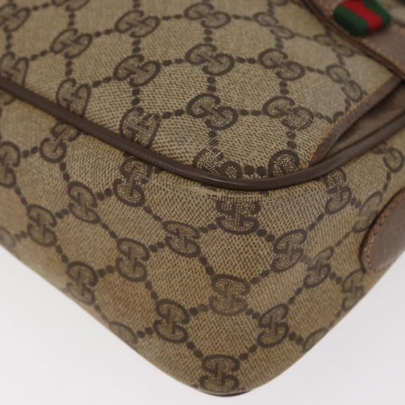 GUCCI GG Supreme Web Sherry Line Bag PVC Beige Gold 904 02 049 Auth 160477