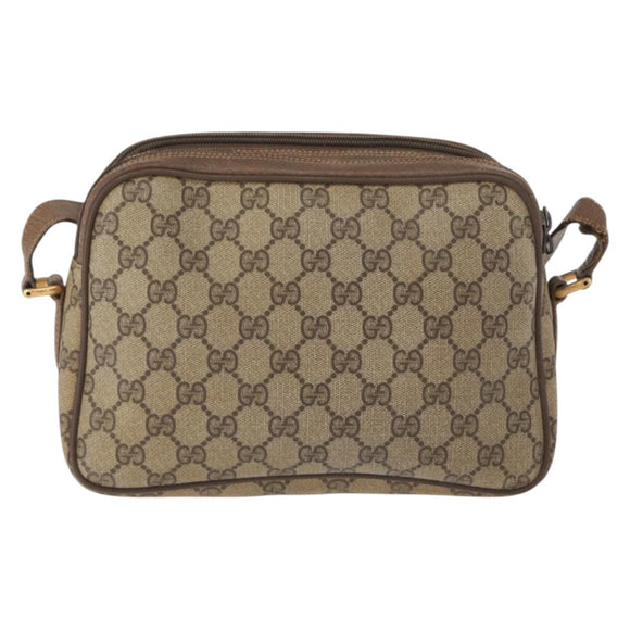 GUCCI GG Supreme Web Sherry Line Bag PVC Beige Gold 904 02 049 Auth 160477
