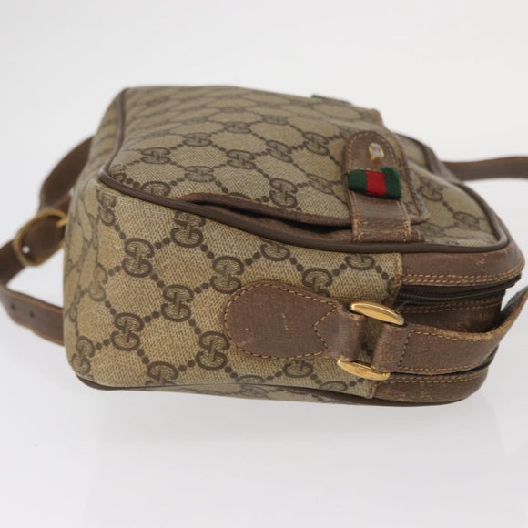 GUCCI GG Supreme Web Sherry Line Bag PVC Beige Gold 904 02 049 Auth 160477