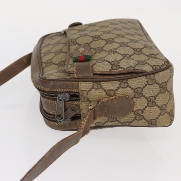 GUCCI GG Supreme Web Sherry Line Bag PVC Beige Gold 904 02 049 Auth 160477