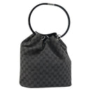 GUCCI GG Canvas Shoulder Bag Black Silver Auth 160483-1