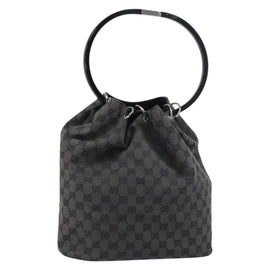 GUCCI GG Canvas Shoulder Bag Black Silver Auth 160483