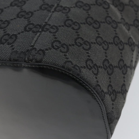 GUCCI GG Canvas Shoulder Bag Black Silver Auth 160483