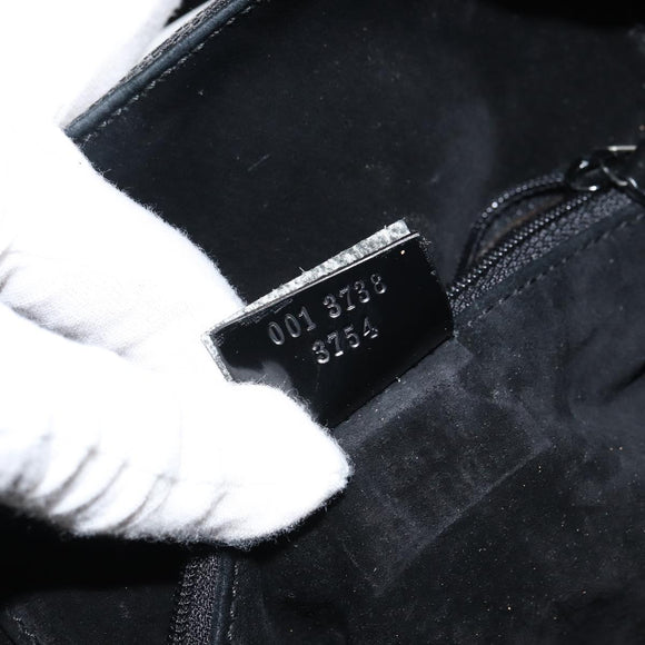 GUCCI GG Canvas Shoulder Bag Black Silver Auth 160483