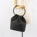 GUCCI GG Canvas Shoulder Bag Black Silver Auth 160483-21