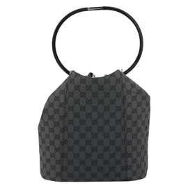 GUCCI GG Canvas Shoulder Bag Black Silver Auth 160483 - 0