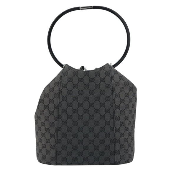 GUCCI GG Canvas Shoulder Bag Black Silver Auth 160483