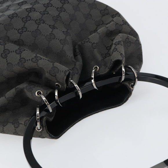 GUCCI GG Canvas Shoulder Bag Black Silver Auth 160483