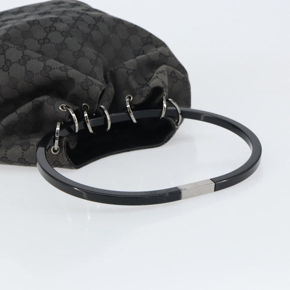 GUCCI GG Canvas Shoulder Bag Black Silver Auth 160483