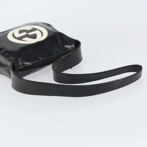 GUCCI Schoudertas Emaille Zwart Auth 160485