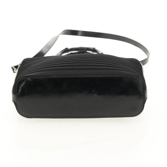 GUCCI Bamboo Hand Bag Nylon 2way Black Silver 000 1705 0588 Auth 160486