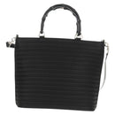 GUCCI Bamboo Hand Bag Nylon 2way Black Silver 000 1705 0588 Auth 160486-13
