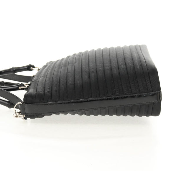 GUCCI Bamboo Hand Bag Nylon 2way Black Silver 000 1705 0588 Auth 160486