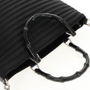 GUCCI Bamboo Hand Bag Nylon 2way Black Silver 000 1705 0588 Auth 160486-7