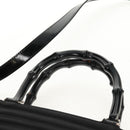 GUCCI Bamboo Hand Bag Nylon 2way Black Silver 000 1705 0588 Auth 160486-14