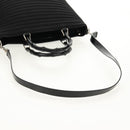 GUCCI Bamboo Hand Bag Nylon 2way Black Silver 000 1705 0588 Auth 160486-9