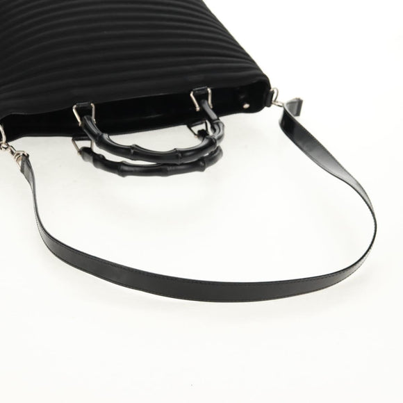 GUCCI Bamboo Hand Bag Nylon 2way Black Silver 000 1705 0588 Auth 160486