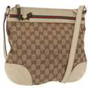 GUCCI GG Canvas Web Sherry Line Shoulder Bag Beige Gold 257065 Auth 160488-1