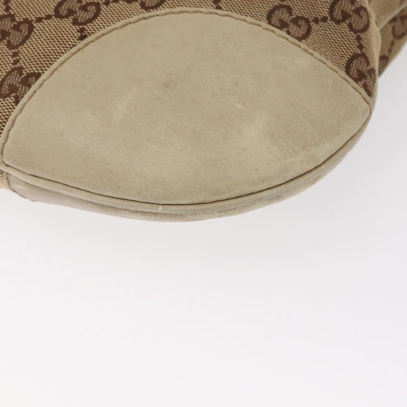 GUCCI GG Canvas Web Sherry Line Shoulder Bag Beige Gold 257065 Auth 160488