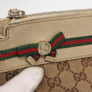 GUCCI GG Canvas Web Sherry Line Shoulder Bag Beige Gold 257065 Auth 160488-18