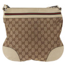 GUCCI GG Canvas Web Sherry Line Shoulder Bag Beige Gold 257065 Auth 160488-2