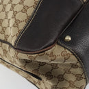 GUCCI GG Canvas Web Sherry Line Tote Bag Beige Gold 162881 Auth 160492-13