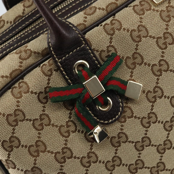 GUCCI GG Canvas Web Sherry Line Tote Bag Beige Gold 162881 Auth 160492