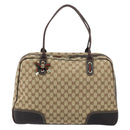 GUCCI GG Canvas Web Sherry Line Tote Bag Beige Gold 162881 Auth 160492-2