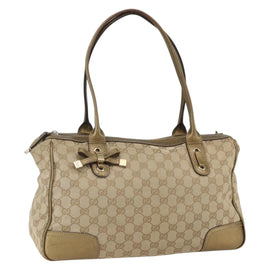 GUCCI GG Canvas Tote Bag Beige Gold 177052 Auth 160493