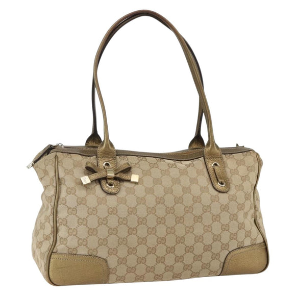 GUCCI GG Canvas Tote Bag Beige Gold 177052 Auth 160493