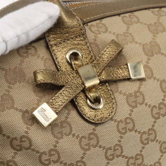 GUCCI GG Canvas Tote Bag Beige Gold 177052 Auth 160493