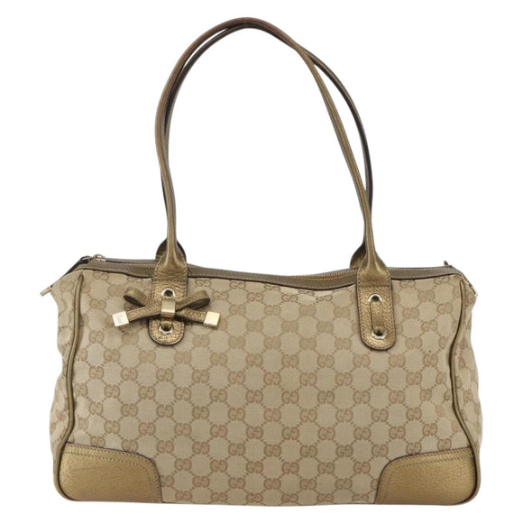 GUCCI GG Canvas Tote Bag Beige Gold 177052 Auth 160493