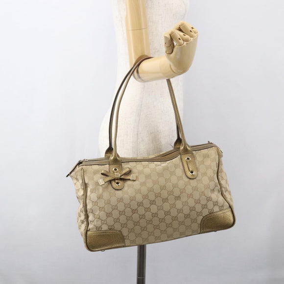 GUCCI GG Canvas Tote Bag Beige Gold 177052 Auth 160493