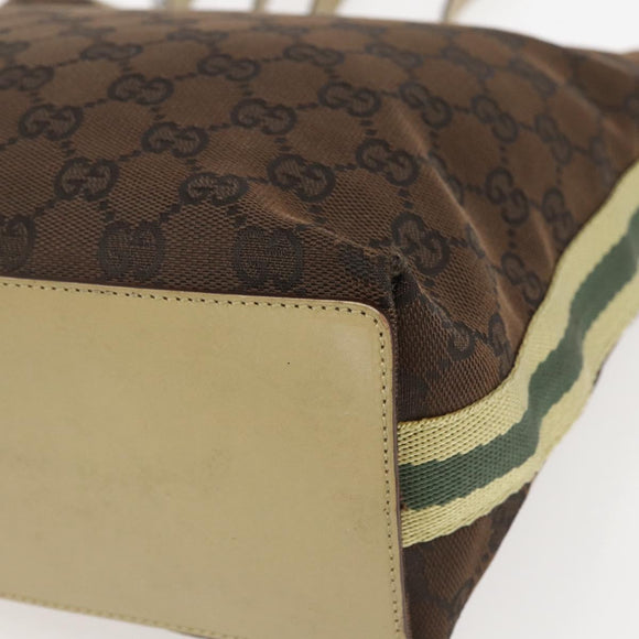 GUCCI GG Canvas Tote Bag Beige Silver 31244 Auth 160494