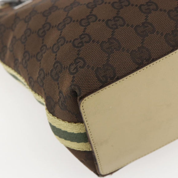 GUCCI GG Canvas Tote Bag Beige Silver 31244 Auth 160494