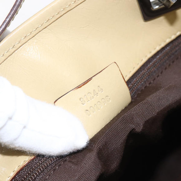 GUCCI GG Canvas Tote Bag Beige Silver 31244 Auth 160494