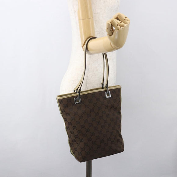 GUCCI GG Canvas Tote Bag Beige Silver 31244 Auth 160494