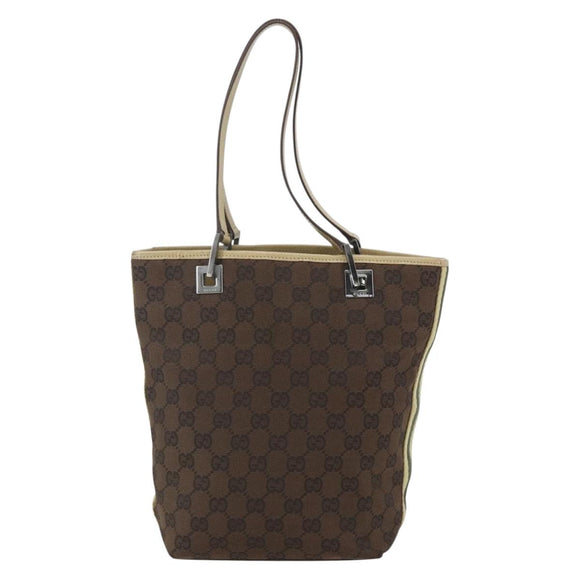GUCCI GG Canvas Tote Bag Beige Silver 31244 Auth 160494