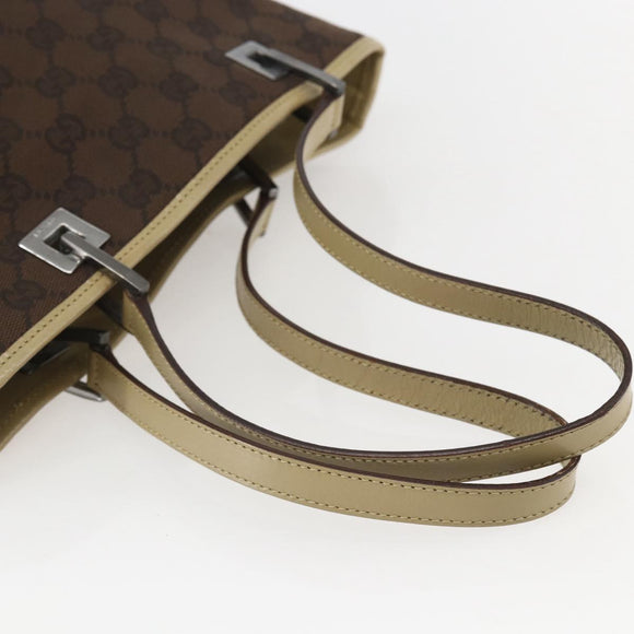 GUCCI GG Canvas Tote Bag Beige Silver 31244 Auth 160494
