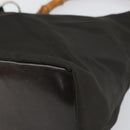 GUCCI Bamboo Shoulder Bag Nylon Khaki Silver 000 0531 Auth 160496-10