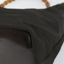 GUCCI Bamboo Shoulder Bag Nylon Khaki Silver 000 0531 Auth 160496-12